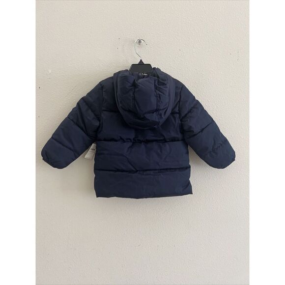 Old Navy Sz 3T Navy Blue Water Resistant Puffer Coat Hood & Pockets NEW - Picture 2 of 6